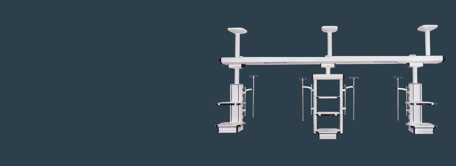 ICU Wet and dry separation pendent bridge for two beds